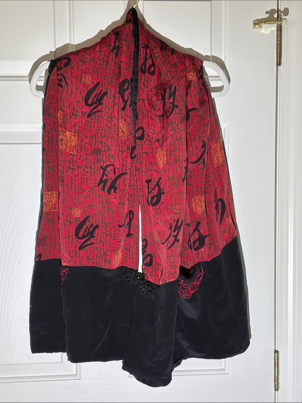 Red & Black Asian-Inspired Decorative Wrap Scarf